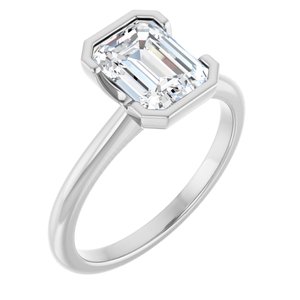 White Gold 1 3/4 CTW Emerald Lab-Grown Diamond Half-Bezel Engagement Ring