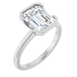 White Gold 2 1/2 CTW Emerald Lab-Grown Diamond Half-Bezel Engagement Ring