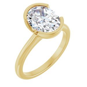Yellow Gold 2 1/2 CTW Oval Lab-Grown Diamond Half-Bezel Engagement Ring