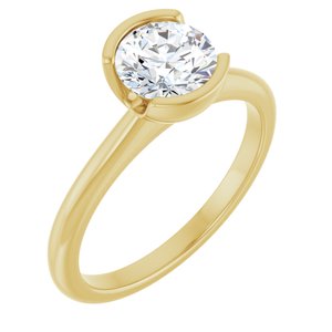 Yellow Gold 1 CTW Round Lab-Grown Diamond Half-Bezel Engagement Ring