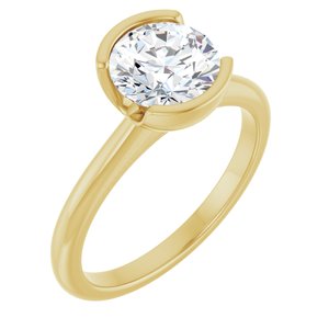 Yellow Gold 1 1/2 CTW Round Lab-Grown Diamond Half-Bezel Engagement Ring