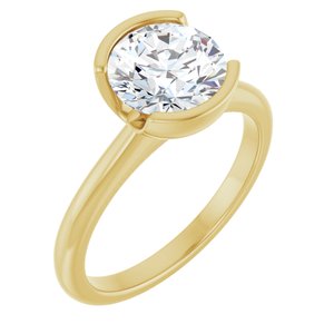 Yellow Gold 2 CTW Round Lab-Grown Diamond Half-Bezel Engagement Ring
