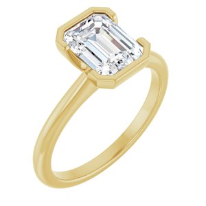 Yellow Gold 1 3/4 CTW Emerald Lab-Grown Diamond Half-Bezel Engagement Ring