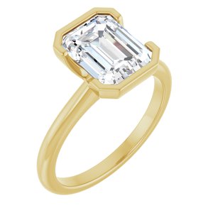 Yellow Gold 2 1/2 CTW Emerald Lab-Grown Diamond Half-Bezel Engagement Ring