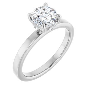 White Gold 1 CTW Round Lab-Grown Diamond Hidden-Halo Engagement Ring