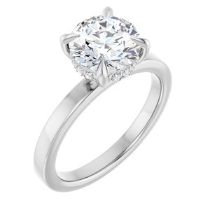 White Gold 2 CTW Round Lab-Grown Diamond Hidden-Halo Engagement Ring
