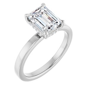 White Gold 1 3/4 CTW Emerald Lab-Grown Diamond Hidden-Halo Engagement Ring