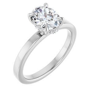 White Gold 1 CTW Oval Lab-Grown Diamond Hidden-Halo Engagement Ring