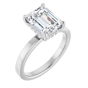 White Gold 2 5/8 CTW Emerald Lab-Grown Diamond Hidden-Halo Engagement Ring