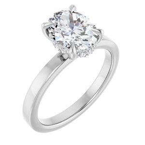 White Gold 1 1/2 CTW Oval Lab-Grown Diamond Hidden-Halo Engagement Ring
