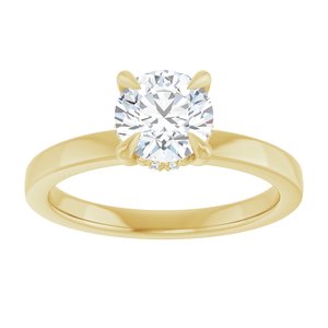 Round Lab-Grown Diamond Hidden-Halo Engagement Ring in 14K Gold — 1 CTW, Yellow Gold, front view