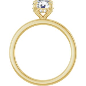 Round Lab-Grown Diamond Hidden-Halo Engagement Ring in 14K Gold — 1 CTW, Yellow Gold, rear profile