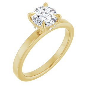 Yellow Gold 1 CTW Round Lab-Grown Diamond Hidden-Halo Engagement Ring