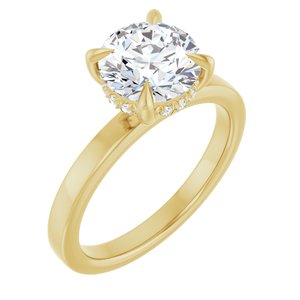 Yellow Gold 2 CTW Round Lab-Grown Diamond Hidden-Halo Engagement Ring
