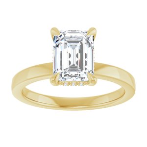 Emerald Lab-Grown Diamond Hidden-Halo Engagement Ring in 14K Gold — 1 3/4 CTW, Yellow Gold, front view