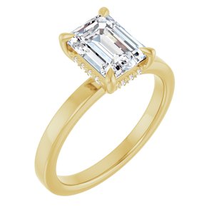 Yellow Gold 1 3/4 CTW Emerald Lab-Grown Diamond Hidden-Halo Engagement Ring