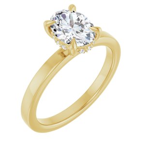Yellow Gold 1 CTW Oval Lab-Grown Diamond Hidden-Halo Engagement Ring
