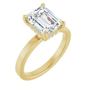 Yellow Gold 2 5/8 CTW Emerald Lab-Grown Diamond Hidden-Halo Engagement Ring