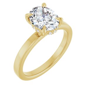 Yellow Gold 1 1/2 CTW Oval Lab-Grown Diamond Hidden-Halo Engagement Ring
