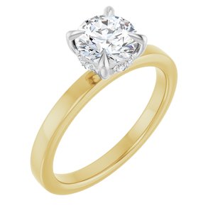 Yellow/White Gold 1 CTW Round Lab-Grown Diamond Hidden-Halo Engagement Ring