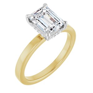 Yellow/White Gold 1 3/4 CTW Emerald Lab-Grown Diamond Hidden-Halo Engagement Ring