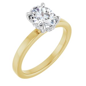 Yellow/White Gold 1 CTW Oval Lab-Grown Diamond Hidden-Halo Engagement Ring