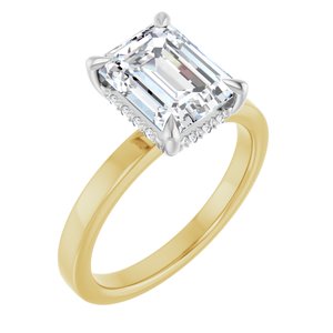 Yellow/White Gold 2 5/8 CTW Emerald Lab-Grown Diamond Hidden-Halo Engagement Ring