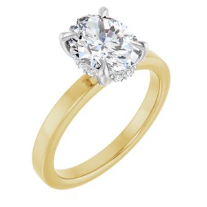 Yellow/White Gold 1 1/2 CTW Oval Lab-Grown Diamond Hidden-Halo Engagement Ring