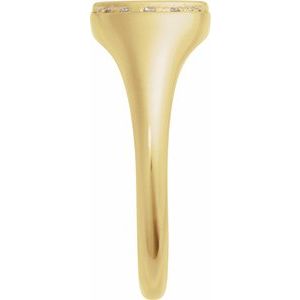 Engravable natural diamond signet ring in 14K yellow gold, side profile