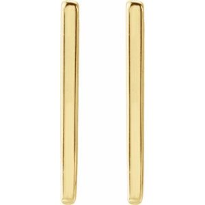 Geometric hinged hoop earrings in 14K yellow gold, front view
