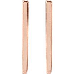 Geometric hinged hoop earrings in 14K rose gold, front view
