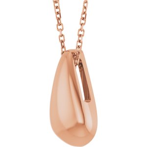 Sculptural teardrop necklace in 14K rose gold, angled view
