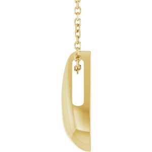 Sculptural teardrop necklace in 14K yellow gold, rear view