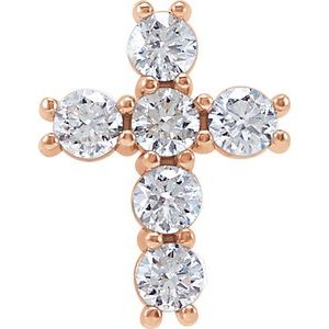 Natural Diamond 14K Rose Gold Cross Pendant