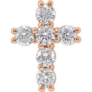 Natural Diamond 14K Rose Gold Cross Pendant