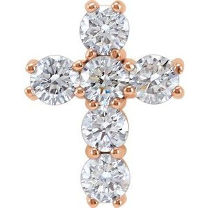 Natural Diamond 14K Rose Gold Cross Pendant