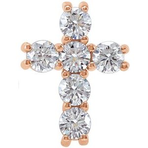 Natural Diamond 14K Rose Gold Cross Pendant