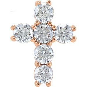 Natural Diamond 14K Rose Gold Cross Pendant