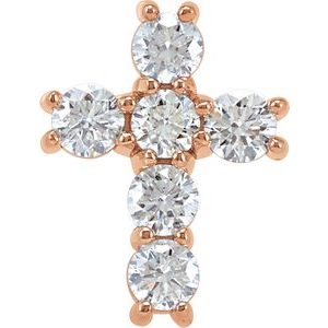 Natural Diamond 14K Rose Gold Cross Pendant