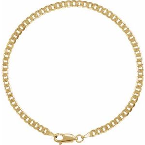 3 mm curb-chain bracelet in 14K yellow gold, full circular view