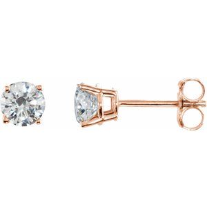 3 Prong Martini Diamond Gold Stud Earrings