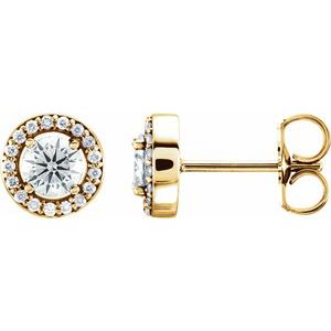 14K Yellow Gold Halo Diamond Earrings