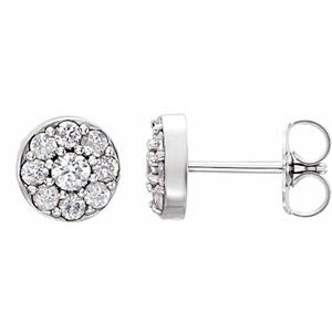 14K White Gold Diamond Cluster Earrings