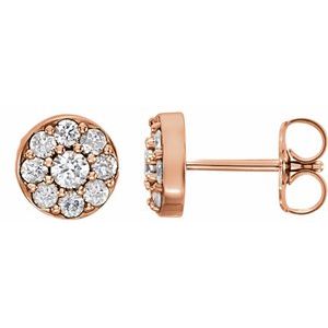 14K Rose Gold Diamond Cluster Earrings