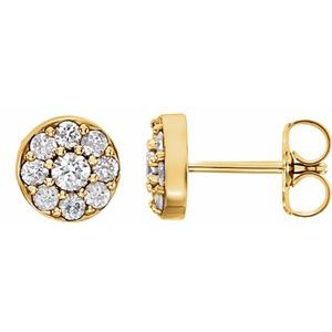 14K Yellow Gold Diamond Cluster Earrings