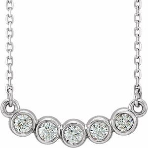 Platinum 5 Stone Lab Diamond Bezel Set Necklace