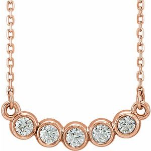 14K Rose Gold 5 Stone Lab Diamond Bezel Set Necklace