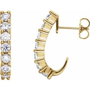 14K Yellow Gold J Hoop Lab Diamond Earrings