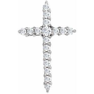 14K White Lab-Grown Diamond Cross Pendant