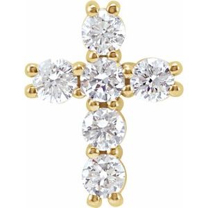 Natural Diamond 14K Yellow Gold Cross Pendant